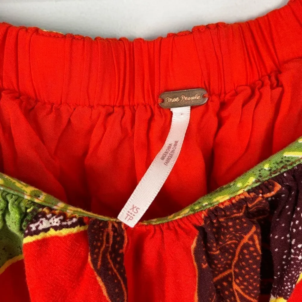 Free People Bright Red Orange Crop Top with sprint XS